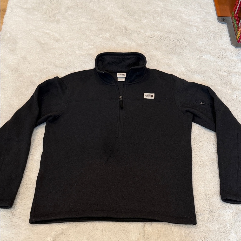The North Face Men's Zip-Up Black Sweater with Fleece Lining Size Medium